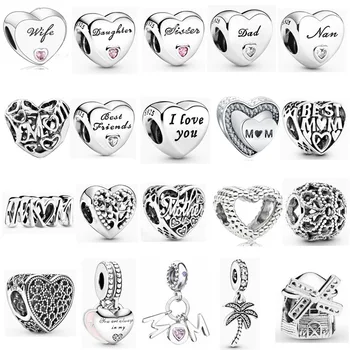 

2019 new free shipping mom wife daughter dad sister nan best friends tree bead fit Original Pandora charms silver 925 bracelet