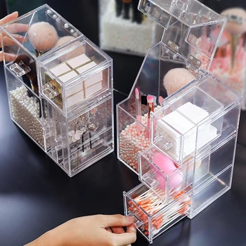 

Pearl Transparent Makeup Brush Storage Box Cosmetic Organizer Acrylic Lipstick Eyebrow Pencil Beauty Brush Storage Tube