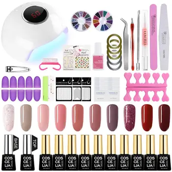 

COSCELIA 40 Colors Gel Nail Polish Set UV LED Lamp Cure Varnish Hybrid Gel For Extension Nail Art Decorations All For Manicure