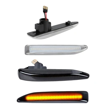 

2 Pair Car LED Side Marker Lights Turn Signal Light Side Repeater Lamp for BMW 7 Series E65 E66 E67 E68, White & Black