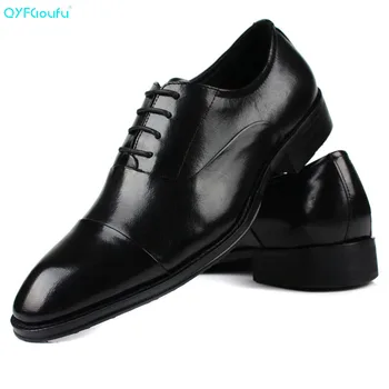 

QYFCIOUFU Brand 100% Genuine Leather Carved Finger Cap Shoes Men Oxfords Quality Handmade Designers Formal Business Dress Shoes