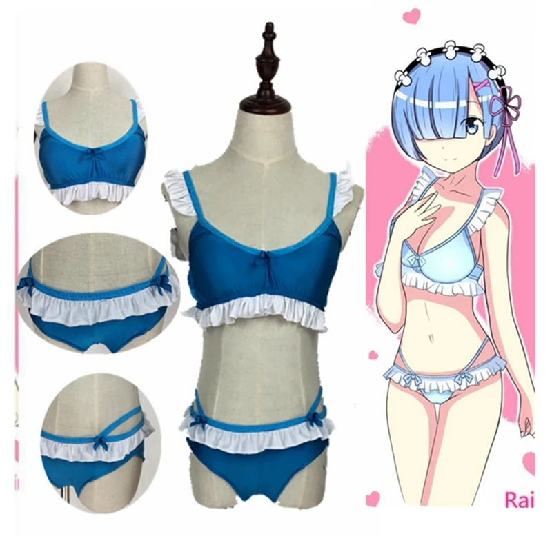 Купальник аниме Re: Zero Ram Rem соблазнительный японский костюм для косплея с открытой