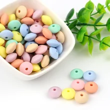 

TYRY.HU 50pc Lentil Silicone Beads Food Grade Silica Gel Pearl Teether Beads DIY Teething Nursing Necklace Abacus Chewable Beads