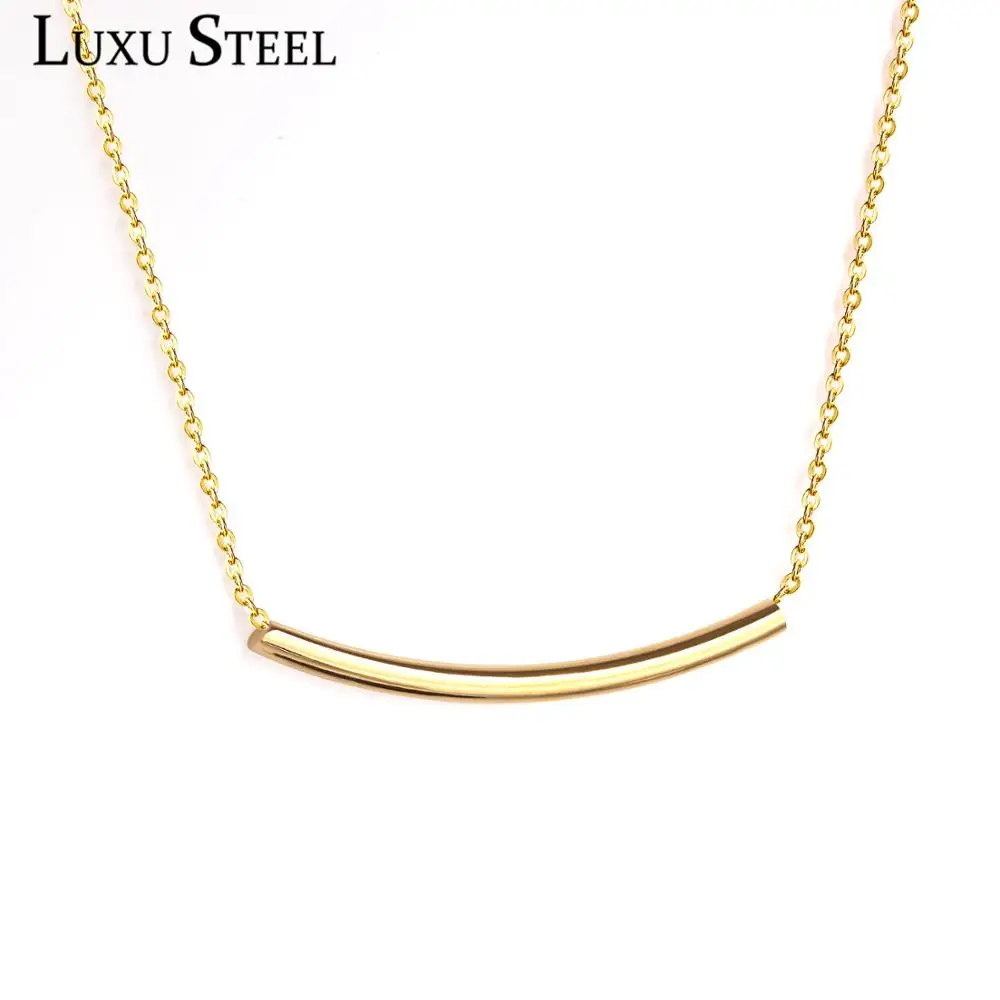 Длинные изогнутые горизонтальные трубчатые ожерелья LUXUSTEEL цепочки из