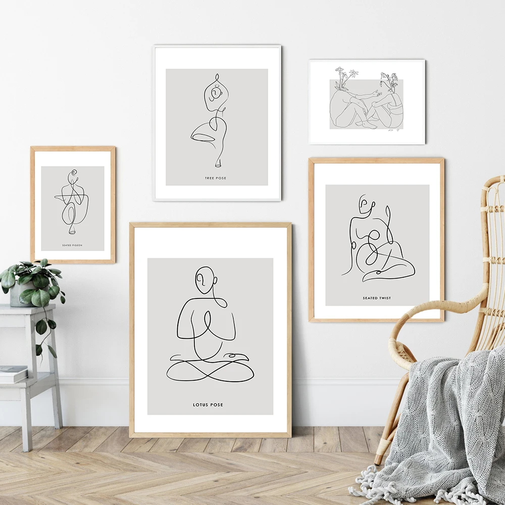 

Scandinavian Abstract Line Poster Canvas Painting Print Face With Hands Woman Wall Art Decorative Pictures For Living Room Decor