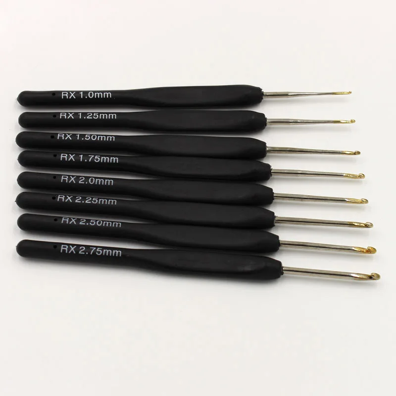 8Pcs / set Black Knitting Needles Plastic Handle Crochet hooks for Knit DIY  Craft Loom Tool Weaving Kit Braid