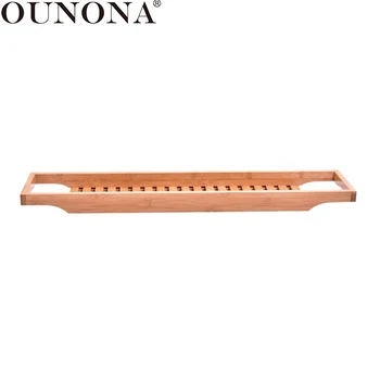 

OUNONA Bamboo Bathtub Candy Tray Bath Tray Shelf with Rail Ideal Shower Bathtub Storage Rack Bathtub Wine Glass Book Tray Holder