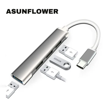 

USB 3.0 / TYPE C to 4 Port USB HUB Splitter Ultra Thin Mini HUB Adapter With PD Charging Function for PC Computer Accessories