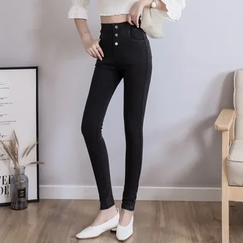 

Casual High Waist BLACK Pants Women Autumn Ladies Office Trousers Elastic Waist Solid Female Pencil Pants Plus Size 6XL