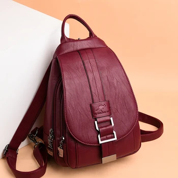 

HOT Sale Women PU Leather Backpacks Female Vintage Backpack for Teenage Girls School Chest Bag Travel Bagpack Sac A Dos Back Pac