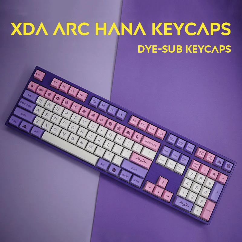 122 клавишные XDA ARC HANA Dye Sub шрифты PBT DSA keycap Macaron Ethermal для механической клавиатуры Cherry