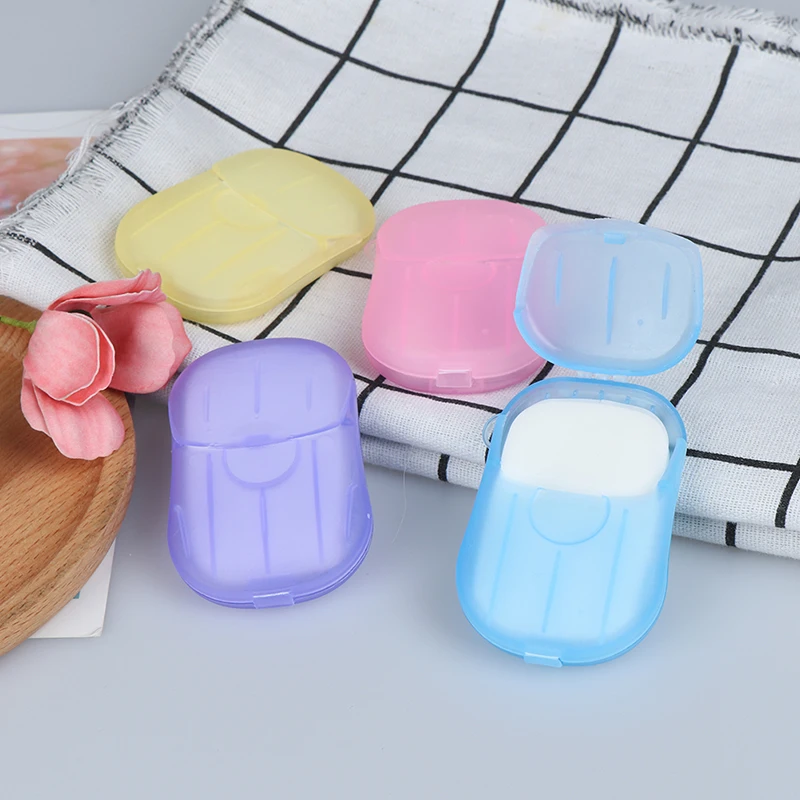 Scented Slice Sheets 20pcs Disposable Boxe Soap Portable Mini Paper Soap Outdoor Travel Soap Paper Washing Hand Bath Clean