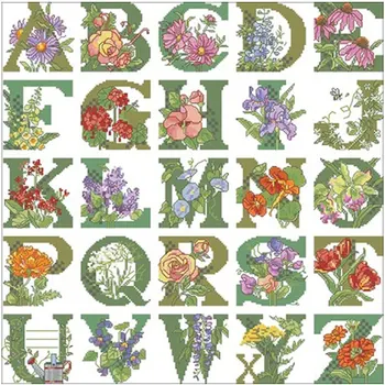 

Alphabet flower patterns Counted Cross Stitch 11CT 14CT 18CT DIY Chinese Cross Stitch Kits Embroidery Needlework Sets