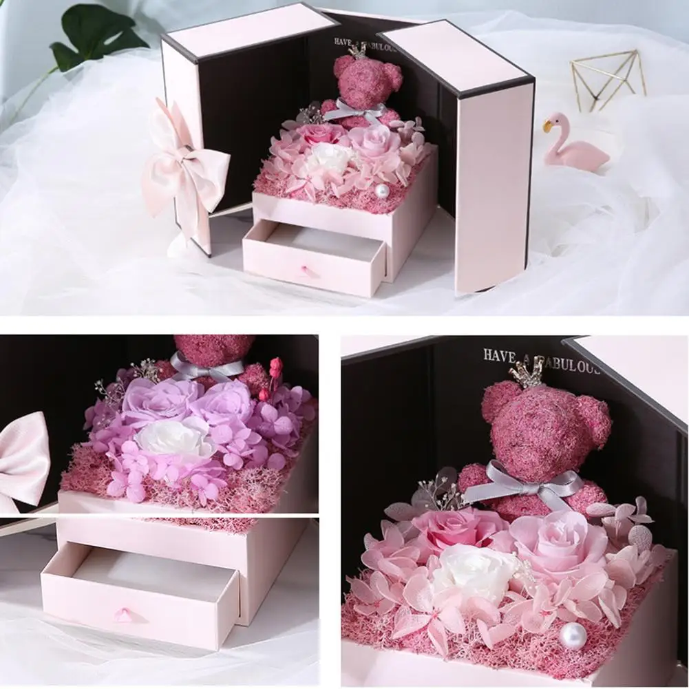Ожерелье кулон коробка цветок ювелирные изделия Дисплей Подарочная коробка для хранения на День Святого Валентина подарок