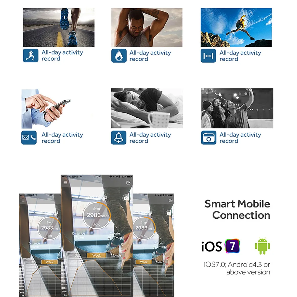 Men Sport Watches Fitness Tracker Waterproof Bluetooth Smart Watch Pedometer for Android iOS Wrist Clock Reloj Hombre homme