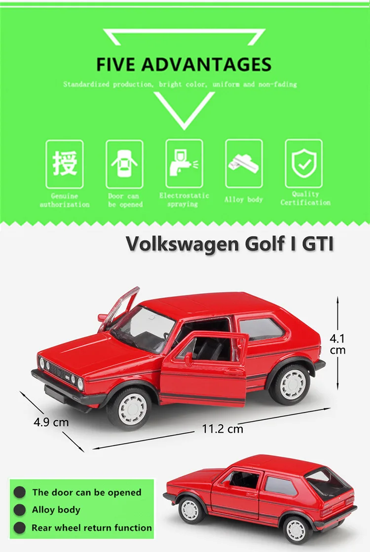 WELLY 1:36 Volkswagen Golf I GTI литой металлический сплав модель игрушечного автомобиля 2 детские игрушки подарок на день рождения рождество