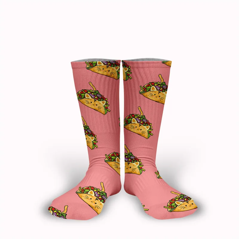 3D принт в виде лапы животных/Марди Гра, шут, костюм/змеиная кожа/босс, ярко-розовые эластичные дышащие носки унисекс