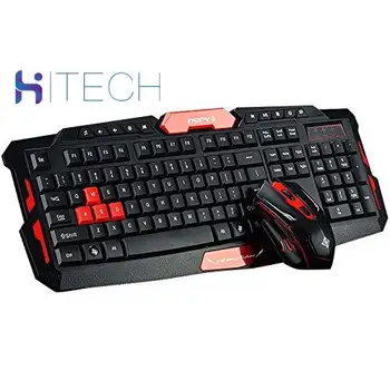 Wireless keyboard and mouse set red black red net bag + send battery + send mouse pad