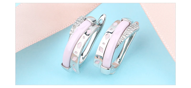 Women Fashion Jewelry Sets Geometric Austrian Crystal Ceramic Rings Earring For Women Wedding Engagment Gift