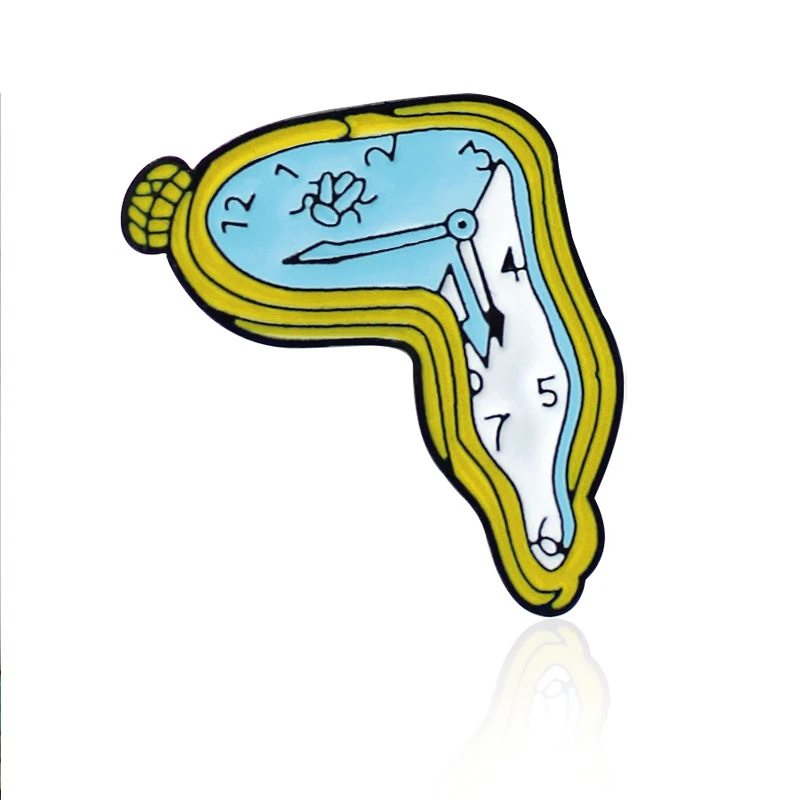 Alice in Wonderland Clock Brooches Twisted Melted Clock surreal art