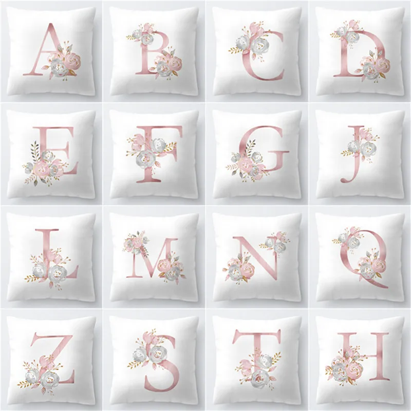 Letter Pillow Cover 45x45cm Room English Alphabet For Home Goods Flower Pillowcase Polyester Office Living Rooms Cushion | Дом и сад
