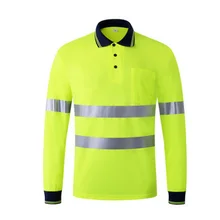 Высокая видимость безопасная одежда Рабочая Рубашка дышащая Ночная отражающая футболка рубашка со светоотражателями покроя поло с длинными рукавами столешница сухая посадка