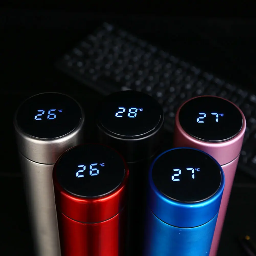 500ml Stainless Steel Smart Thermos Cup Display Temperature Vacuum Bottle Cups Outdoor Travel Bottles