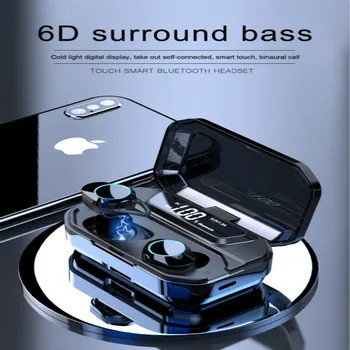 

G02 TWS 5.0 Bluetooth 9D Stereo Wireless Earphone IPX7 Waterproof Earpiece 3300mAh LED Smart Power Bank Phone Holder for xiaomi