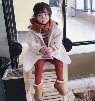 

Girl'S Coat Suede Composite materials Berber Fleece Overcoat Long Coat 19 Winter New Style Childrenswear 3-8-Year-Old