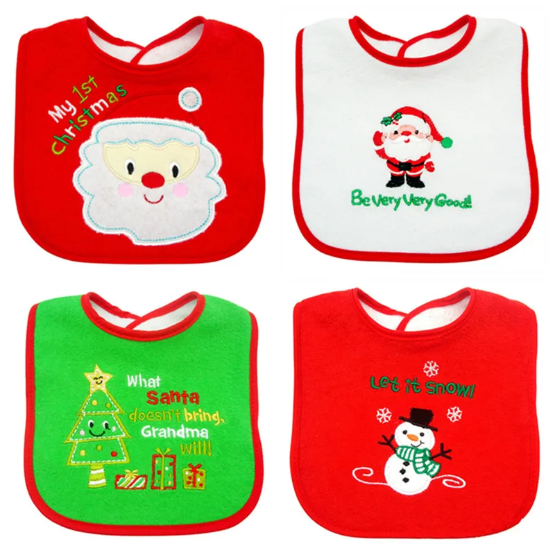 

Christmas Baby Bibs Lunch Feeding Bibs Baby Cartoon Burp Cloths Children Kids Baby Apron Babador Bandana Infant Saliva Towel