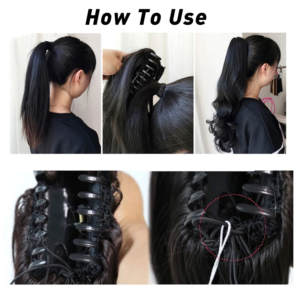 24 Inch Long Wave Synthetic Claw Clip Ponytail Hair Extension Fashion Women's High Temperature Fiber Hair Accessories fake hair extensions