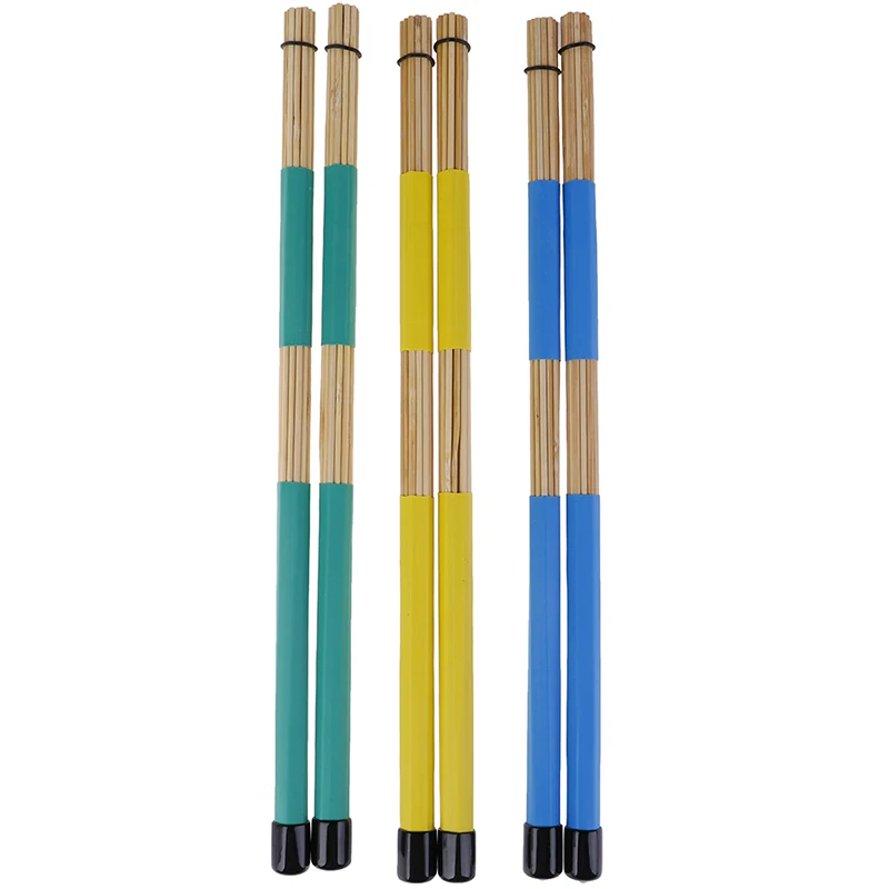 1 Pair Drum Sticks Hot Rods Bamboo Rubber Handle Drum Stick 19 Dowels Sturdy Professional