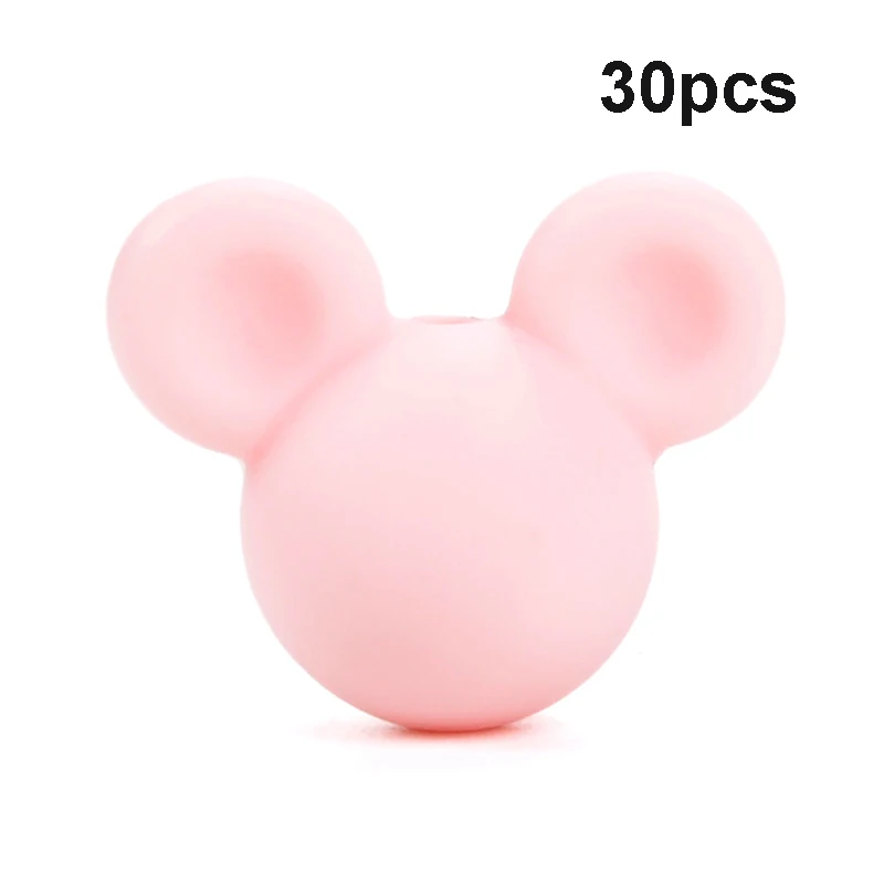 Rose quartz LOFCA 30 шт силиконовые бусины для прорезывания зубов Микки детские бусины для прорезывания зубов силиконовые бусины пищевого качества BPA бесплатно DIY Изготовление ожерелий с подвесками - Цвет: Rose quartz