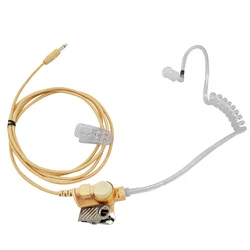 Beige 3.5mm 1 Pin Listen Only Surveillance Covert Acoustic Air Tube Earpiece Police Headset for Motorola Radio Speaker Mics