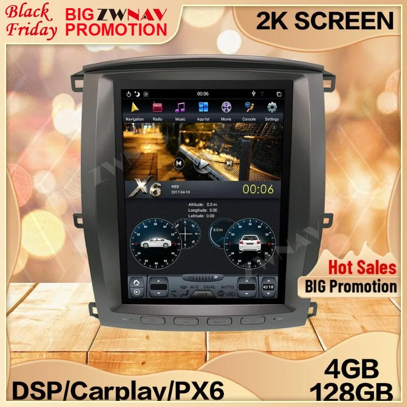 128G Tesla Screen For Toyota Land Cruiser 100 LC100 Lexus LX470 2002-2007 Android Unit Multimedia Player GPS Audio Radio Stereo |