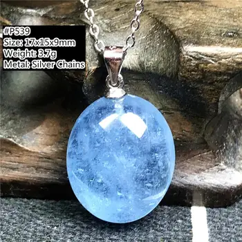 

Natural Ocean Blue Aquamarine Pendant Necklace Jewelry For Woman Lady Man 17x15x9mm Beads Stone Silver Sterling Chains AAAAA
