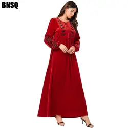 BNSQ Arabian gold/вельветовое Повседневное платье макси с длинным рукавом для девочек, зимнее мусульманское платье в Дубае, Ома, кафтан, одежда 4X