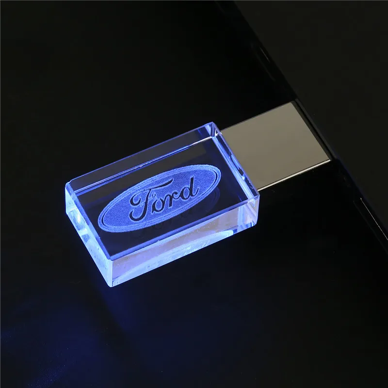 JASTER Ford car logo flash drive crystal memory stick pen drive 4GB 8GB 16GB 32GB 64GB 128GB U disk gift free shipping - Цвет: blue