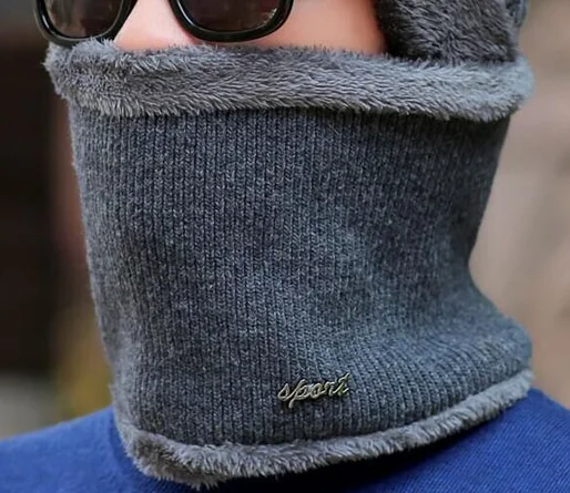 Брендовые зимние шапки для мужчин Skullies Beanies Мужская зимняя вязаная шапка из крученой пряжи шарф из шерсти женская маска капота мужская шапка - Цвет: scarf gray