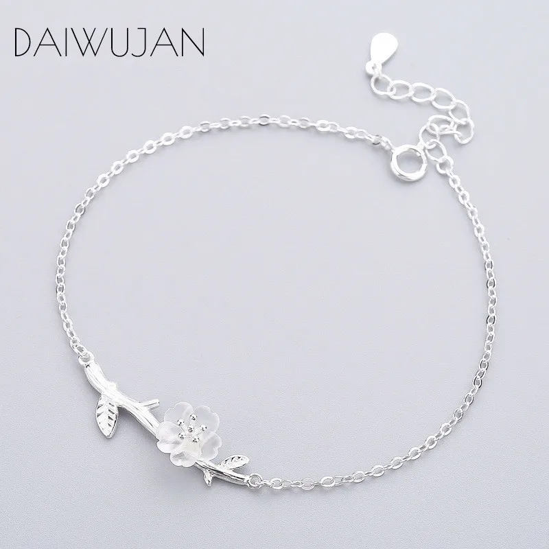 DAIWUJAN, 925 пробы, серебряное дерево, ветка, кристалл, цветущая вишня, браслеты с подвесками, хорошее ювелирное изделие для женщин, девушек, вечерние, свадебный подарок