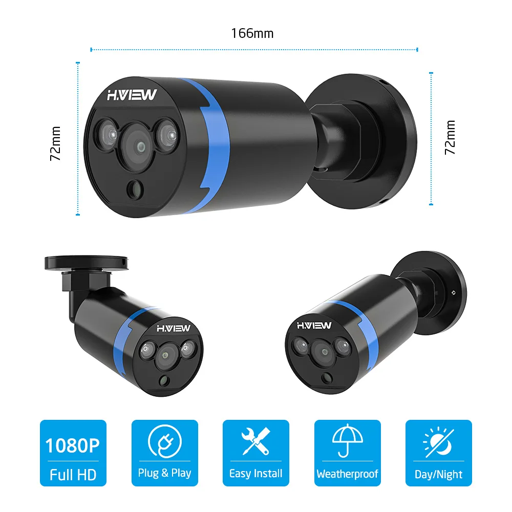  H.View 8ch CCTV Camera Security System Kit 4 1080P CCTV Camera Security System Kit 1080P Video Surv - 32611628621