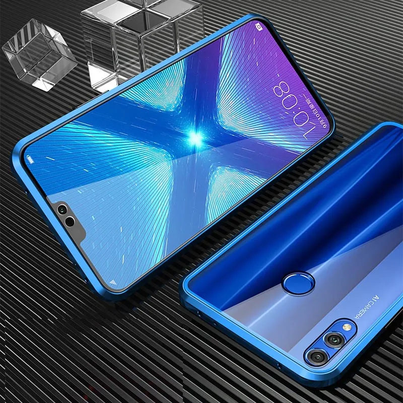 Магнитный металлический адсорбционный чехол для huawei Honor Play из закаленного стекла, задняя крышка с магнитом, чехол для телефона huawei Honor 8X