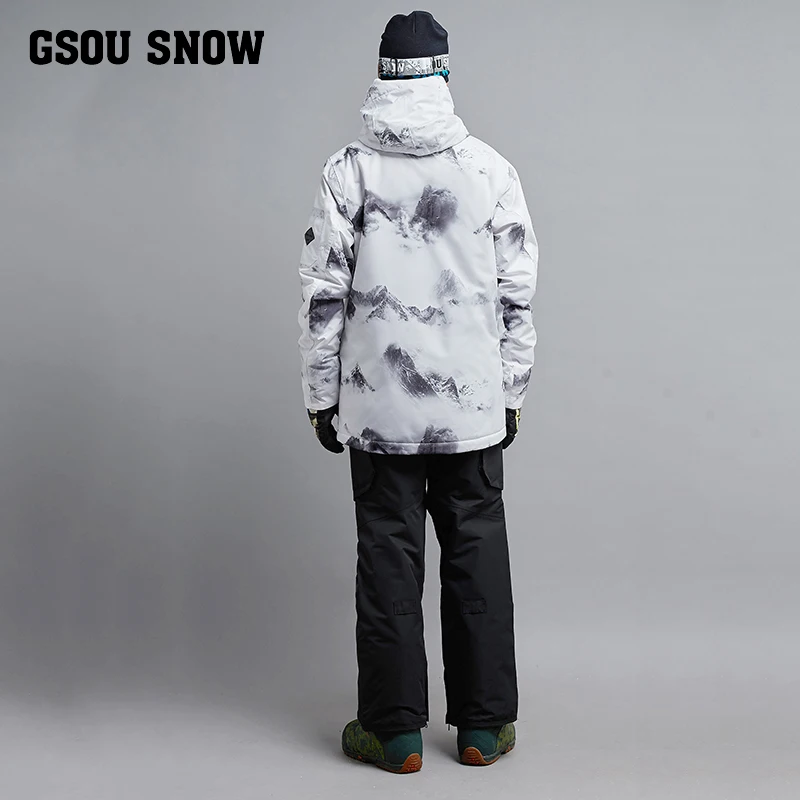 GSOU Снежный Мужской лыжный костюм зимняя белая утолщенная ветрозащитная Теплая Лыжная одежда водонепроницаемая дышащая Лыжная куртка лыжные штаны