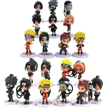 

10pcs Naruto Shippuden Figure Keychains Kakashi Sasuke Uchiha Itachi Sakura Gaara Zabuza Mini Model Toys Christmas Gifts