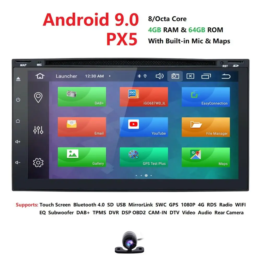 

2Din DSP IPS Universal Car Radio Dvd Player Stereo 4g+64g 7Inch Android 9.0 Octa Core Autoradio Gps Navigation Bt Fm SWC OBD DAB