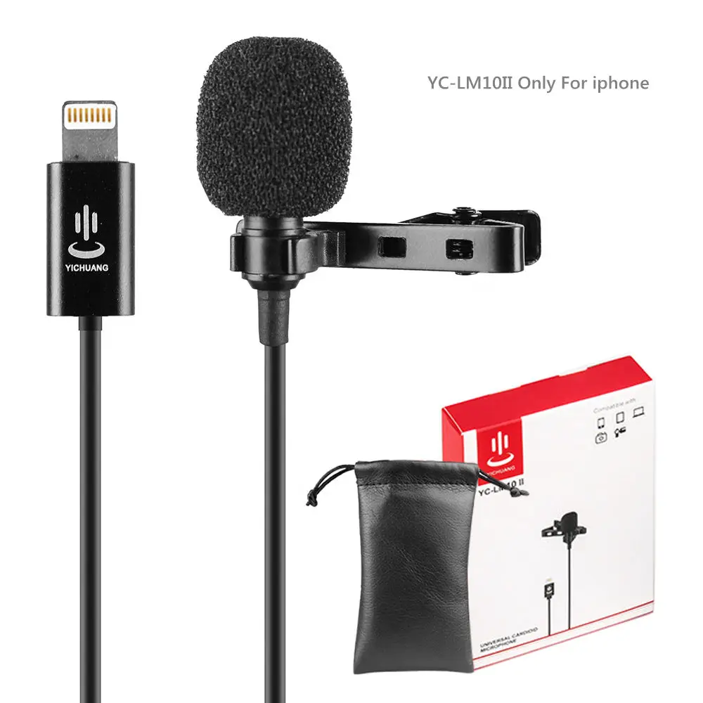 YC-LM10 II петличный аудио видео телефон микрофон конденсаторный микрофон рекордер для iPhone X 8 7 6 6s плюс Canon Nikon DSLR видеокамера - Цвет: YC-LM10II
