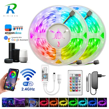 

LED Strip Light RGBW RGB Waterproof 5m 10m 15m WiFi Music Control Diode Tape LED Stripe Ribbon WiFi Contrller EU Adapter DC 12V