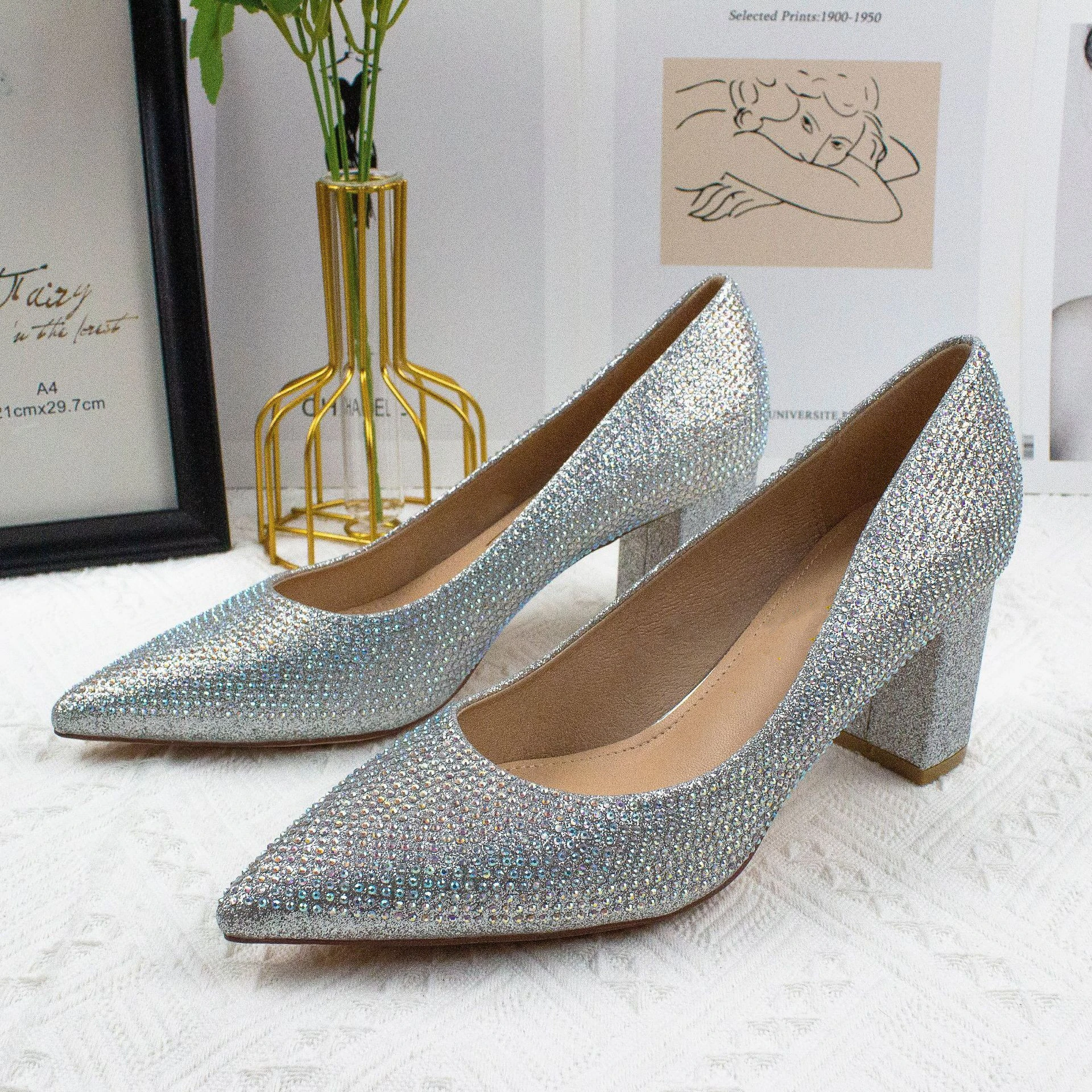 Zapatos africanos sin para mujer, Calzado cómodo para fiestas, tacones altos, de boda con Metal, novedad|Zapatos de tacón de - AliExpress