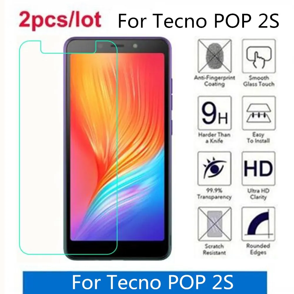 Закаленное стекло для Tecno POP 2S 2.5D Премиум Защитная пленка для экрана для Tecno POP 2S Защитная пленка, стекло