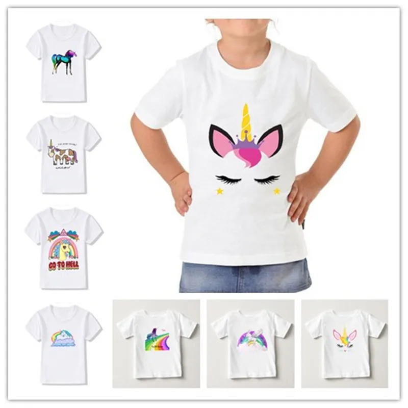 

Kids Girl T Shirt Summer Baby Boy Cotton Tops Toddler Tees Clothes Children Clothing Unicorn T-shirts Short Sleeve Casual Wear